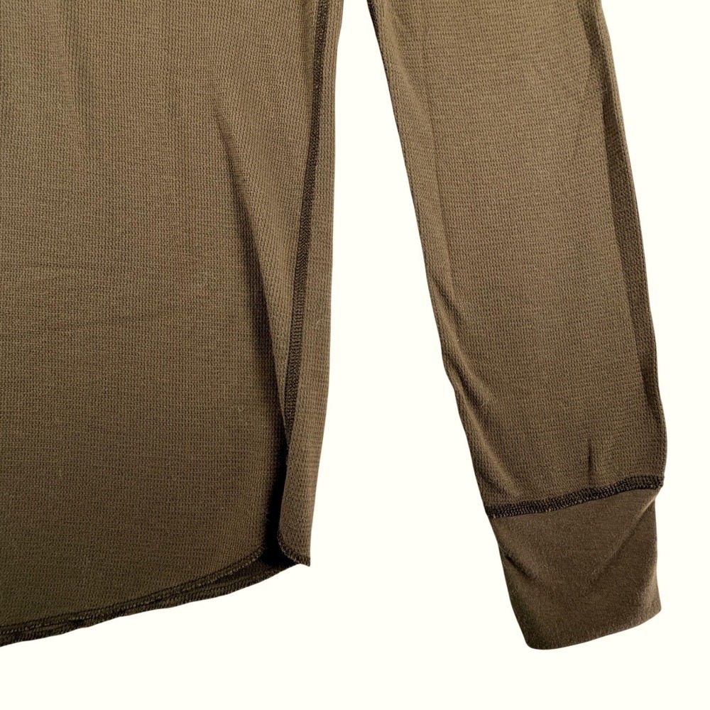 American Apparel Mens XL Baby Thermal Henley Dexter Kill Room Shirt Green Brown - Picture 4 of 9